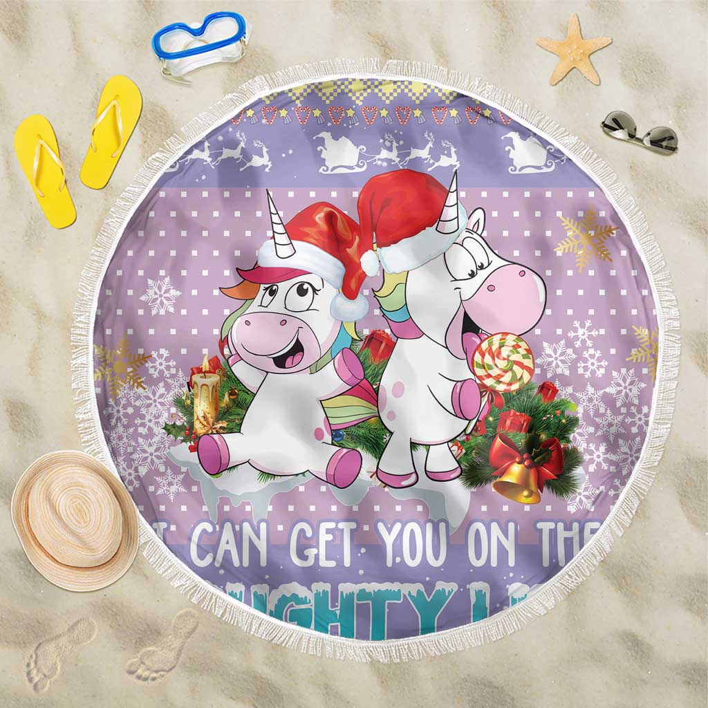 Unicorn Naughty List Beach Blanket Christmas Funny - Wonder Print Shop