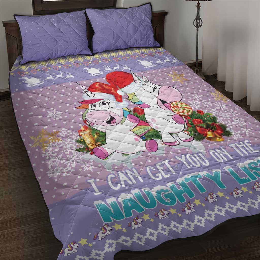 Unicorn Naughty List Quilt Bed Set Christmas Funny - Wonder Print Shop