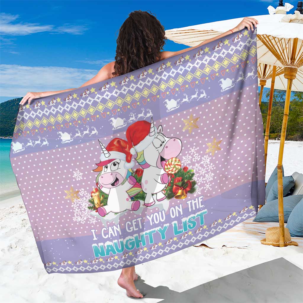 Unicorn Naughty List Sarong Christmas Funny