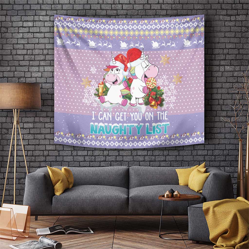 Unicorn Naughty List Tapestry Christmas Funny