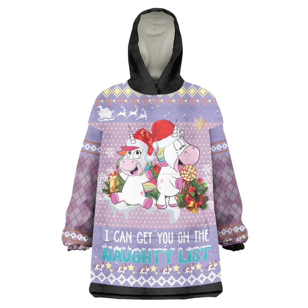 Unicorn Naughty List Wearable Blanket Hoodie Christmas Funny