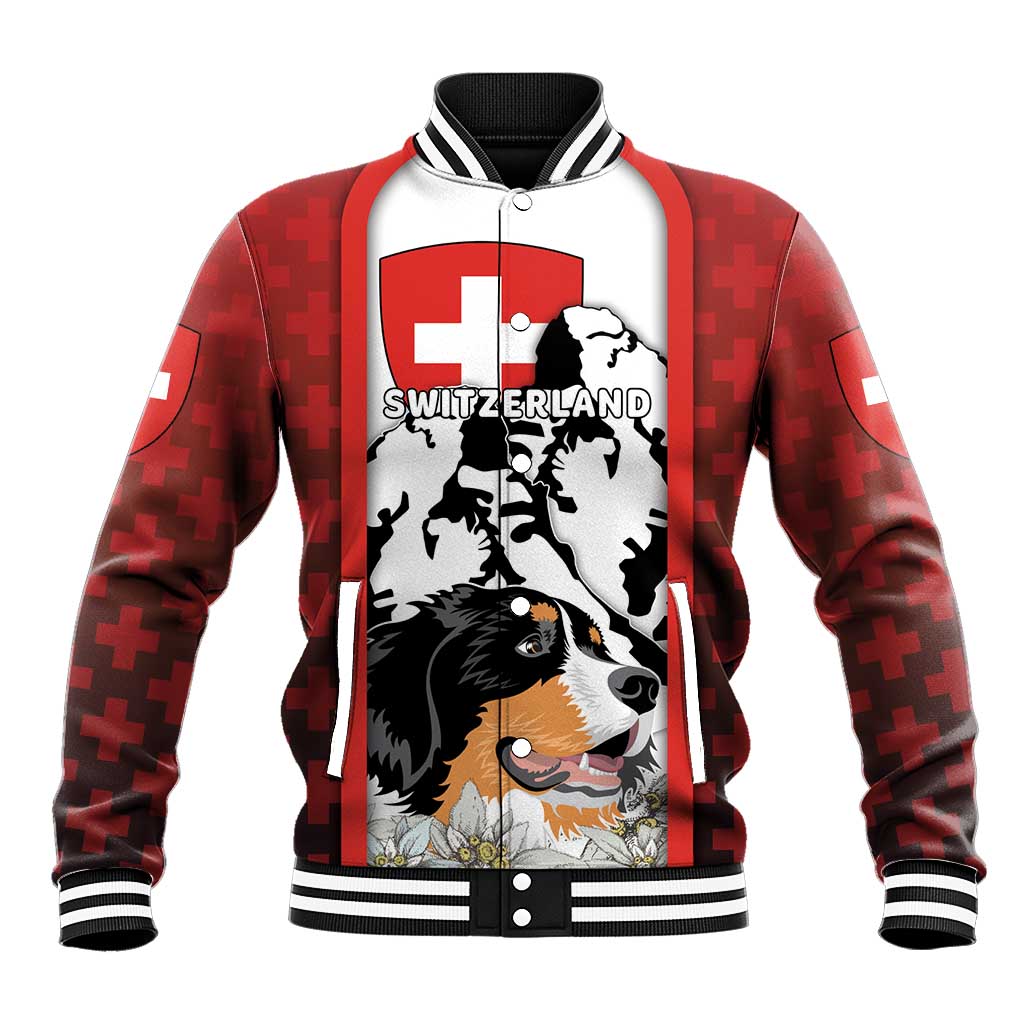 Switzerland Bernese Mountain Dog Baseball Jacket Edelweiss Coat Of Arms