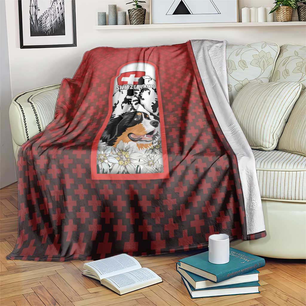 Switzerland Bernese Mountain Dog Blanket Edelweiss Coat Of Arms