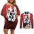 Switzerland Bernese Mountain Dog Couples Matching Off Shoulder Short Dress and Long Sleeve Button Shirt Edelweiss Coat Of Arms