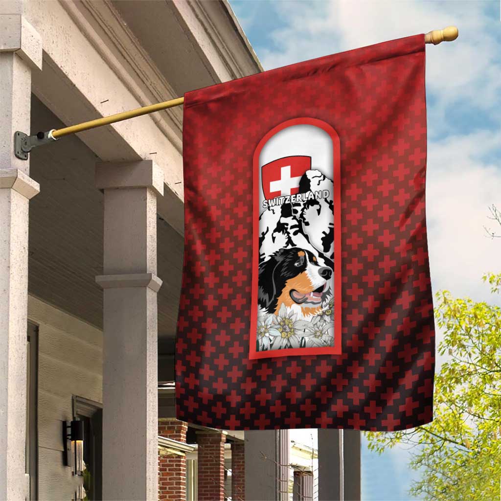 Switzerland Bernese Mountain Dog Garden Flag Edelweiss Coat Of Arms