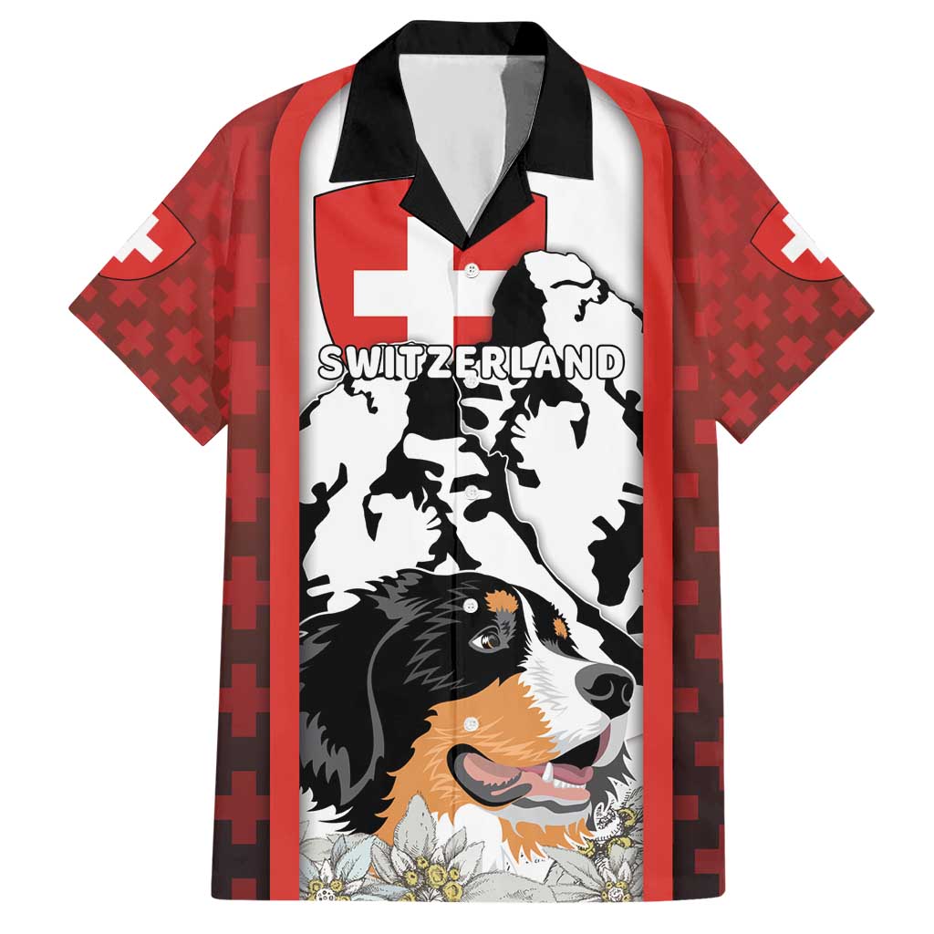 Switzerland Bernese Mountain Dog Hawaiian Shirt Edelweiss Coat Of Arms