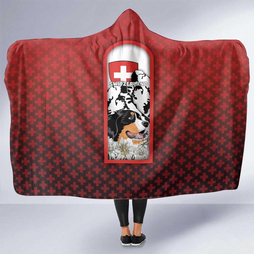 Switzerland Bernese Mountain Dog Hooded Blanket Edelweiss Coat Of Arms