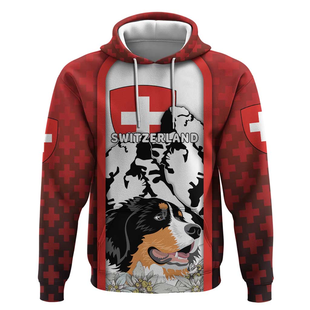 Switzerland Bernese Mountain Dog Hoodie Edelweiss Coat Of Arms