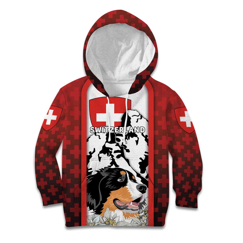 Switzerland Bernese Mountain Dog Kid Hoodie Edelweiss Coat Of Arms