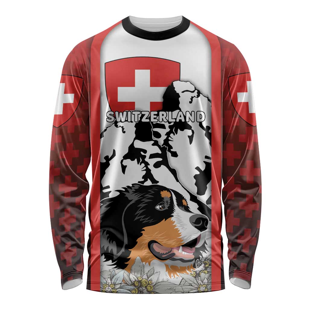 Switzerland Bernese Mountain Dog Long Sleeve Shirt Edelweiss Coat Of Arms