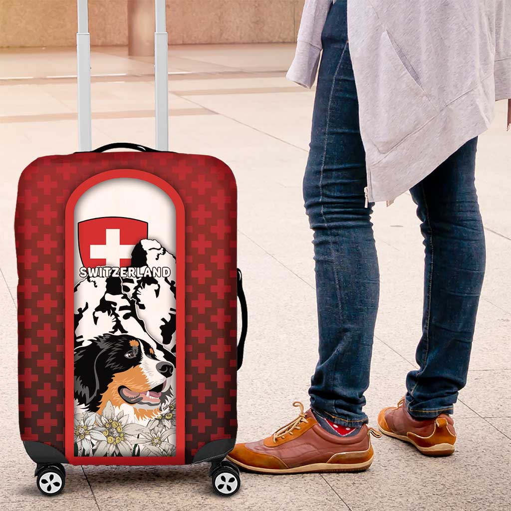 Switzerland Bernese Mountain Dog Luggage Cover Edelweiss Coat Of Arms