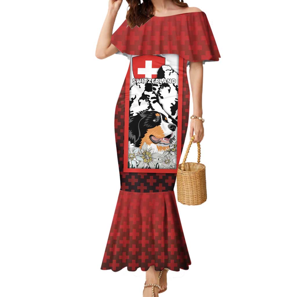 Switzerland Bernese Mountain Dog Mermaid Dress Edelweiss Coat Of Arms