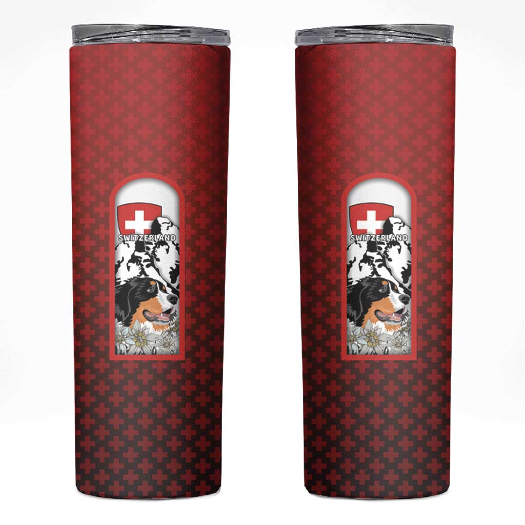 Switzerland Bernese Mountain Dog Skinny Tumbler Edelweiss Coat Of Arms