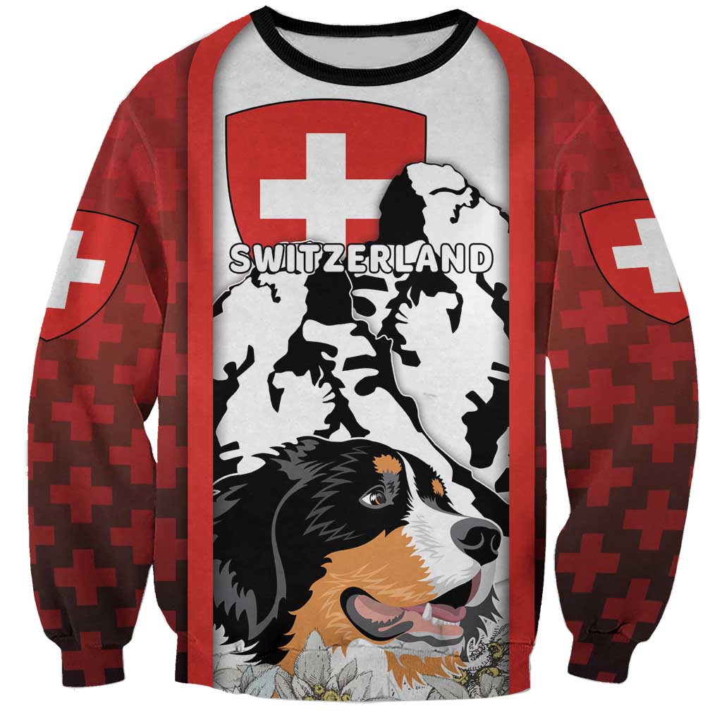 Switzerland Bernese Mountain Dog Sweatshirt Edelweiss Coat Of Arms