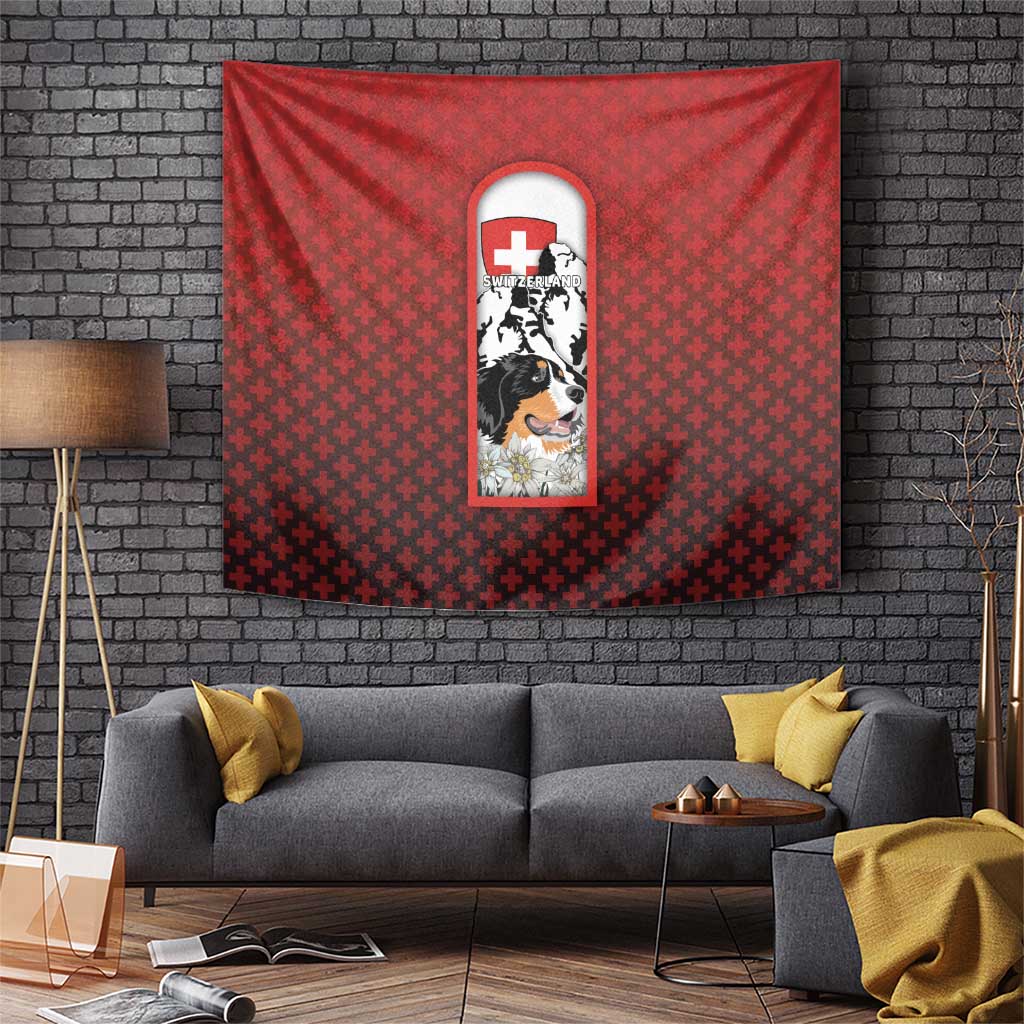 Switzerland Bernese Mountain Dog Tapestry Edelweiss Coat Of Arms