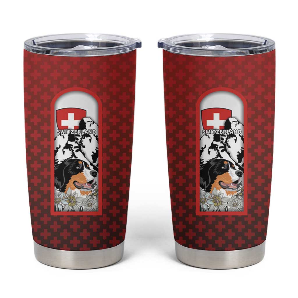 Switzerland Bernese Mountain Dog Tumbler Cup Edelweiss Coat Of Arms