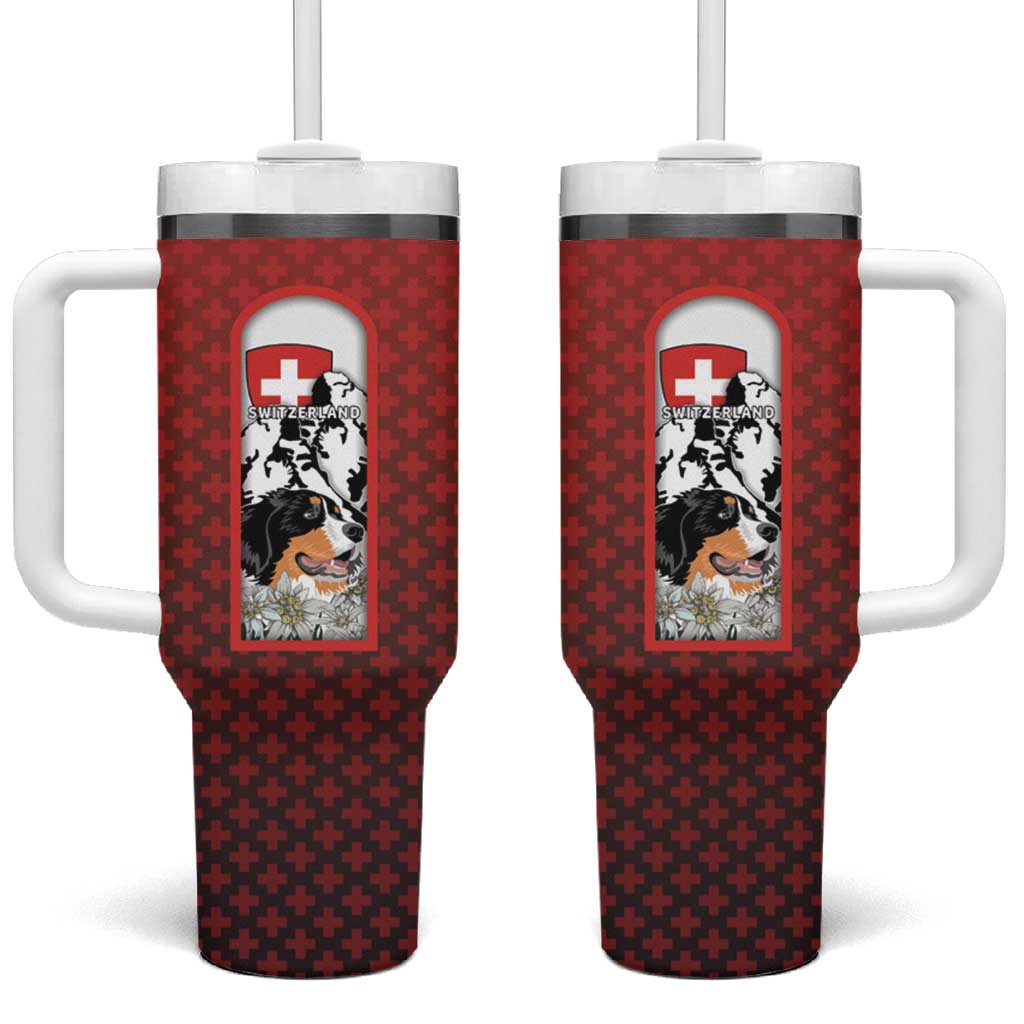 Switzerland Bernese Mountain Dog Tumbler With Handle Edelweiss Coat Of Arms