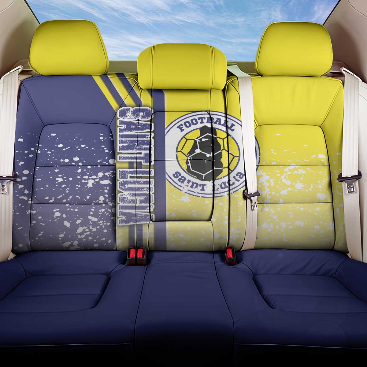 Saint Lucia Football Back Car Seat Cover Piton Boyz Soccer - Road To Champion