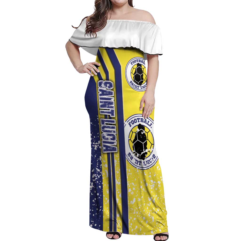 Saint Lucia Football Off Shoulder Maxi Dress Piton Boyz Soccer - Road To Champion