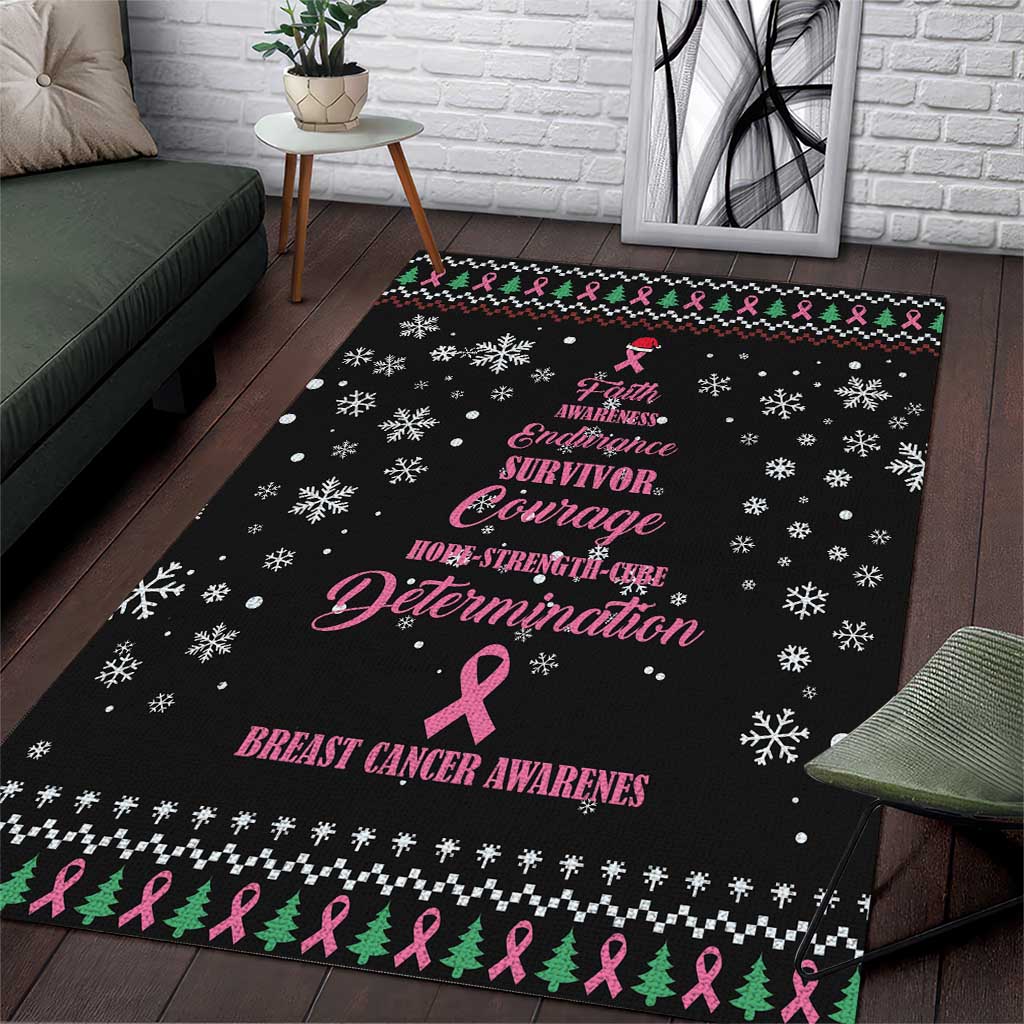 Christmas Tree Breast Cancer Area Rug Survivor - Wonder Print Shop