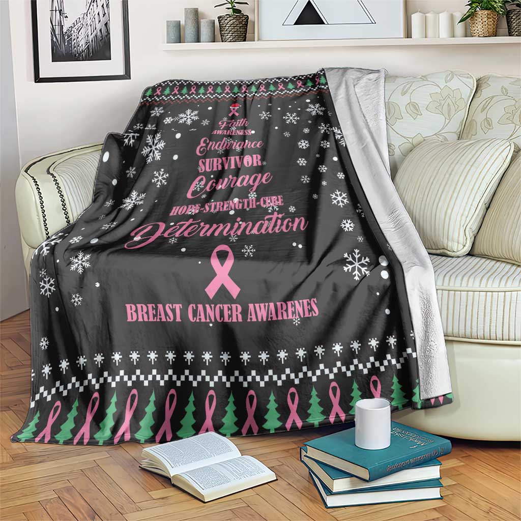 Christmas Tree Breast Cancer Blanket Survivor