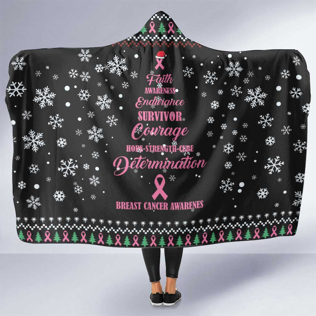 Christmas Tree Breast Cancer Hooded Blanket Survivor