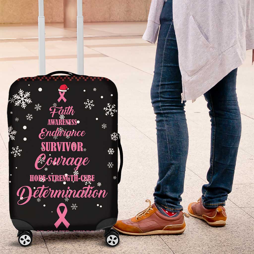 Christmas Tree Breast Cancer Luggage Cover Survivor