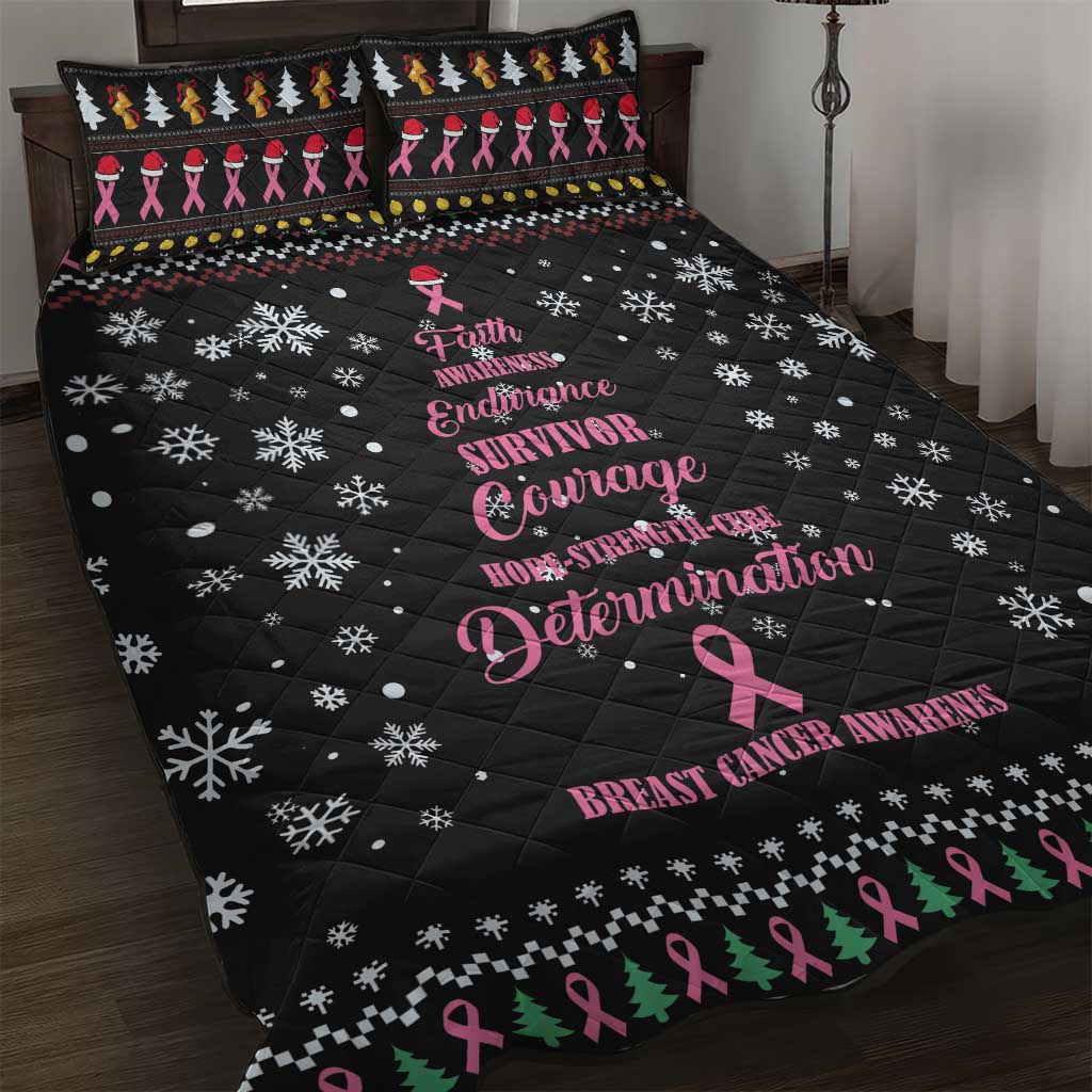 Christmas Tree Breast Cancer Quilt Bed Set Survivor