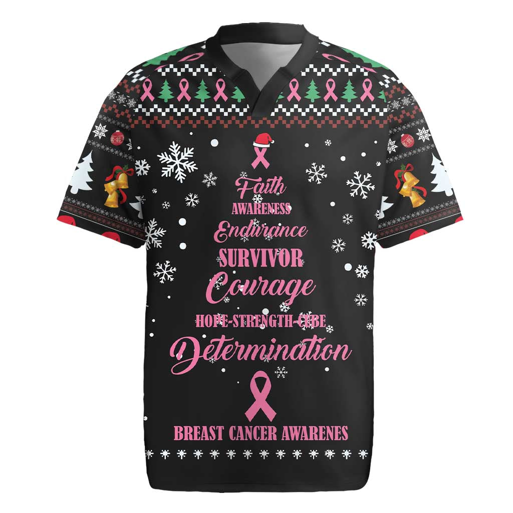 Christmas Tree Breast Cancer Rugby Jersey Survivor