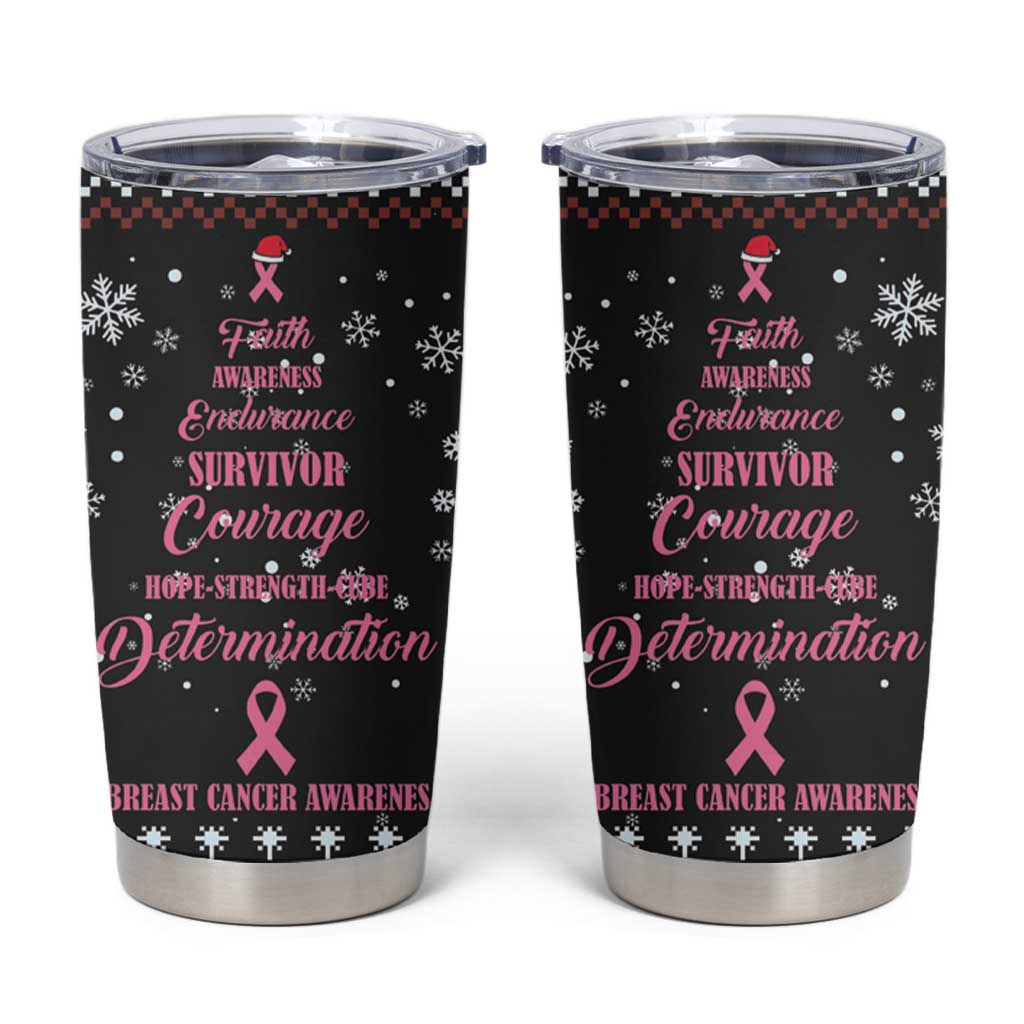 Christmas Tree Breast Cancer Tumbler Cup Survivor