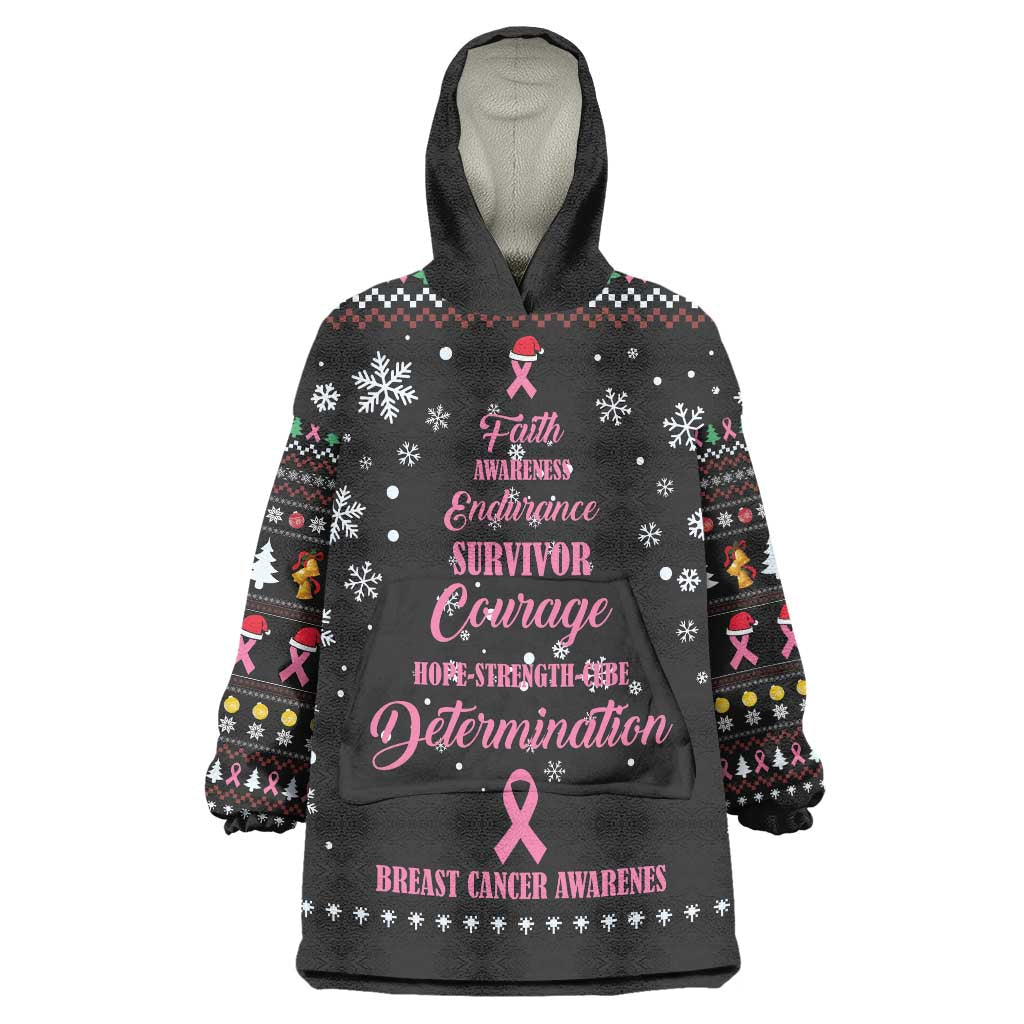 Christmas Tree Breast Cancer Wearable Blanket Hoodie Survivor