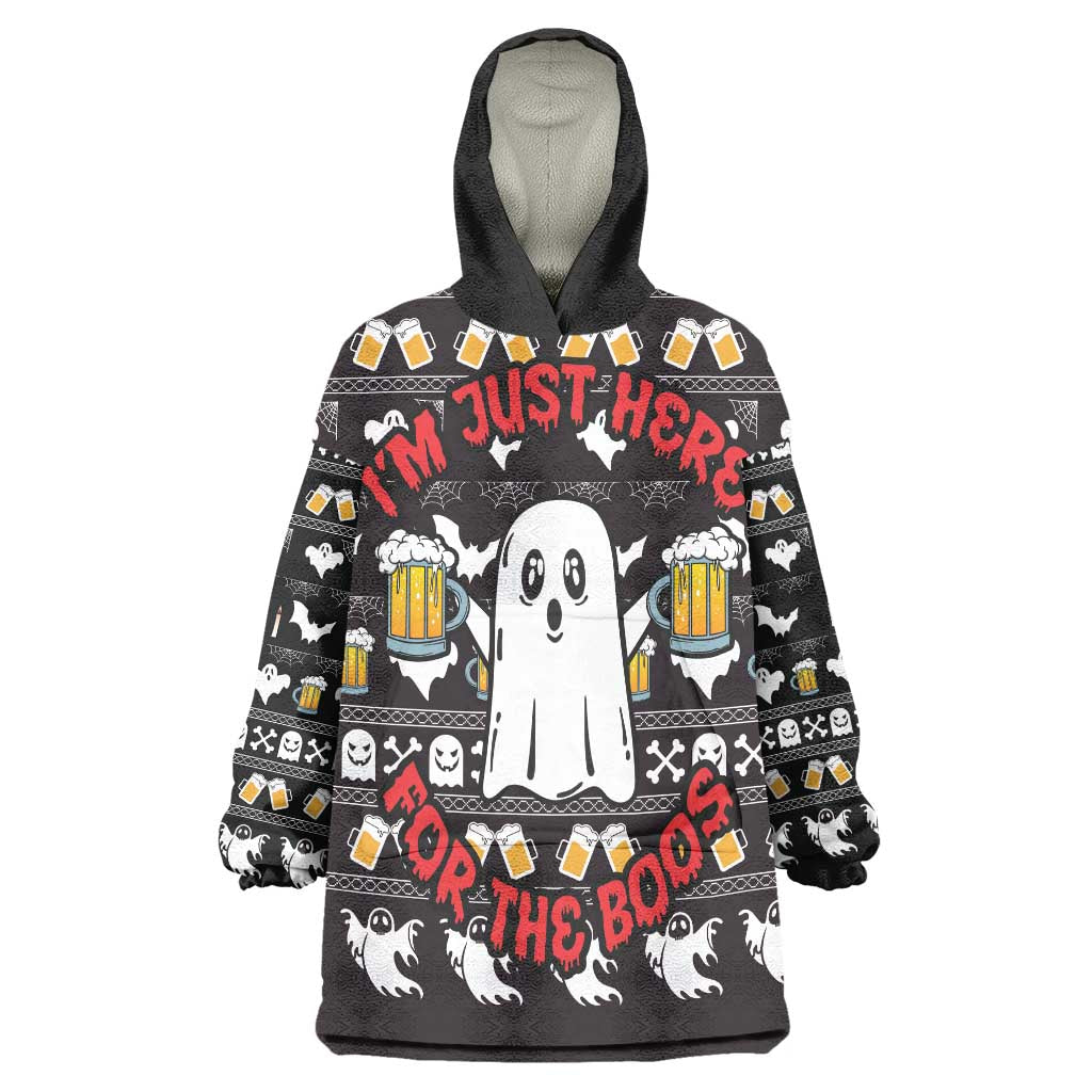 Christmas Boo Beer Wearable Blanket Hoodie I'm Just Here For The Boss