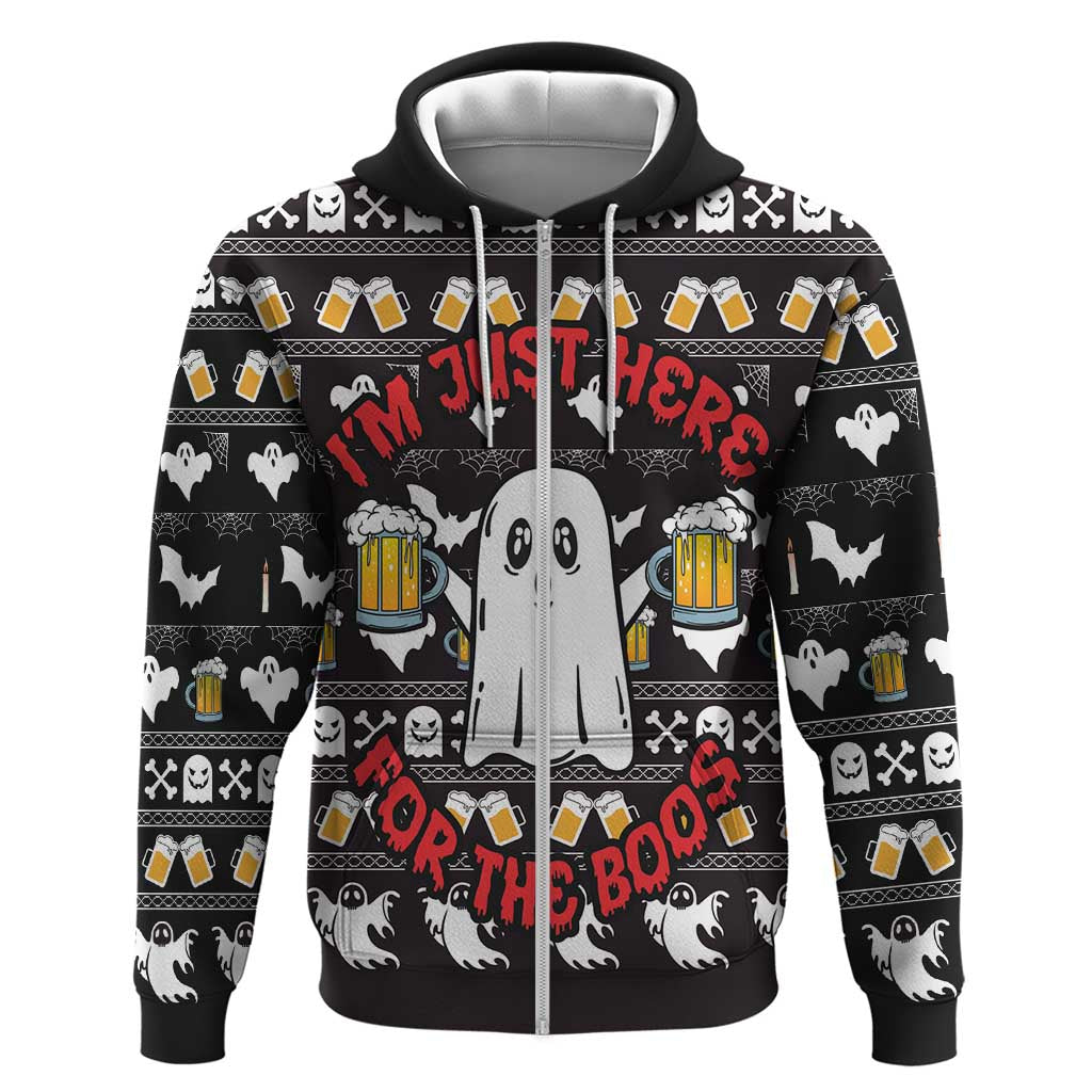 Christmas Boo Beer Zip Hoodie I'm Just Here For The Boos - Wonder Print Shop