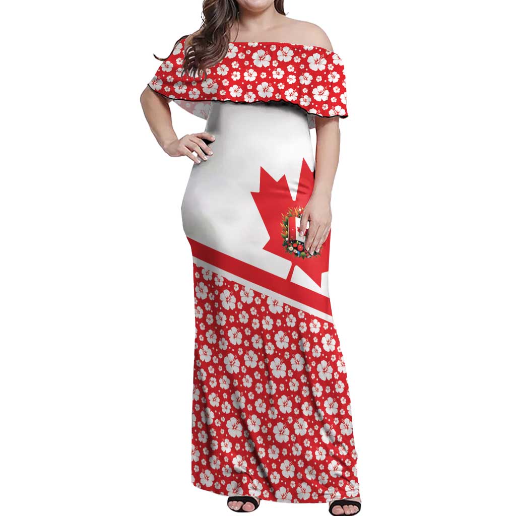 Canada Off Shoulder Maxi Dress Summer Hibiscus Tropical Flower