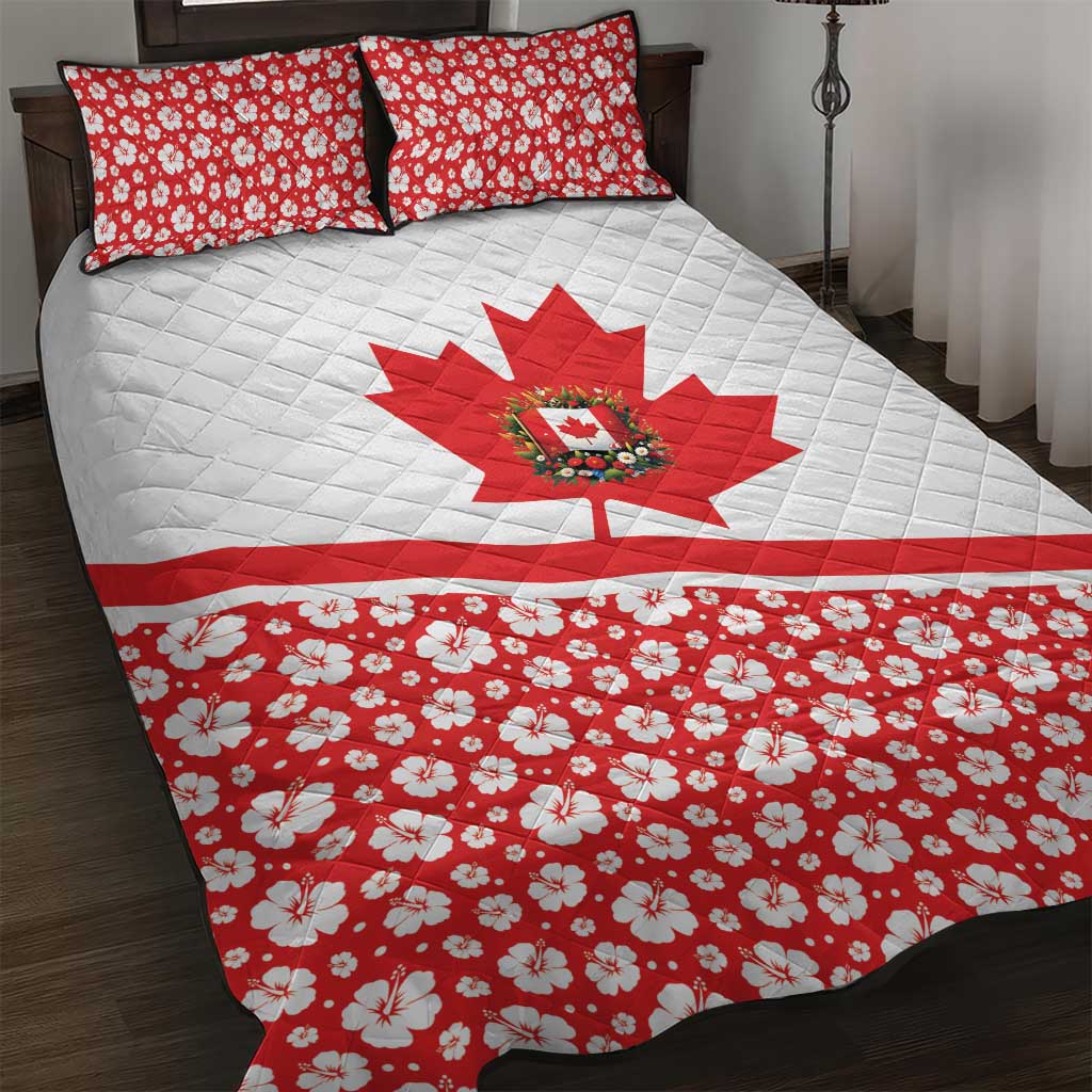 Canada Quilt Bed Set Summer Hibiscus Tropical Flower