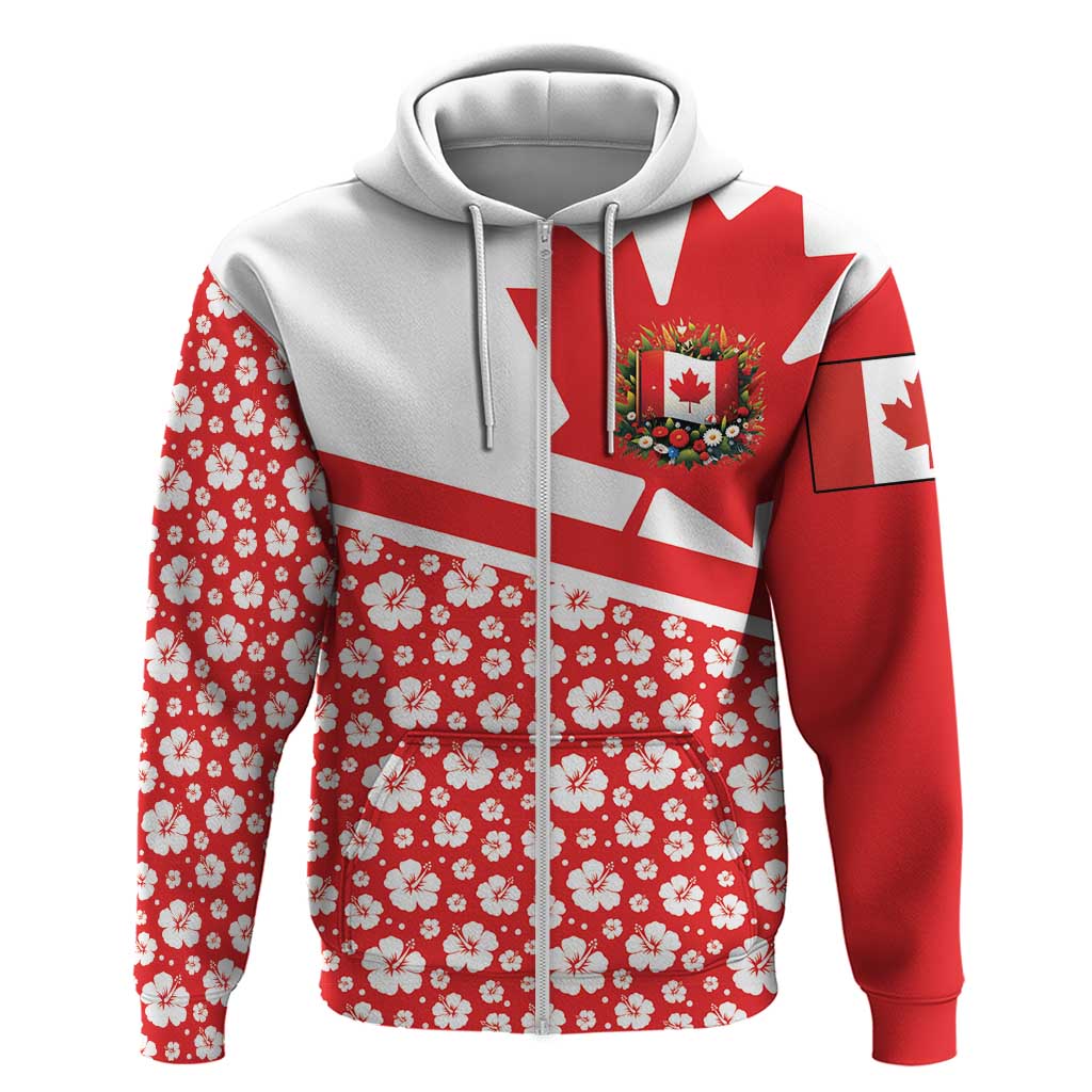 Canada Zip Hoodie Summer Hibiscus Tropical Flower