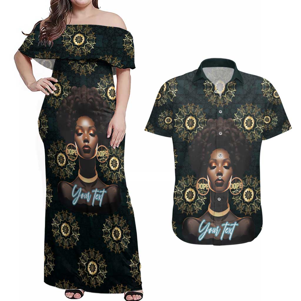 Personalized Powerful Woman in Patterns African Couples Matching Off Shoulder Maxi Dress and Hawaiian Shirt