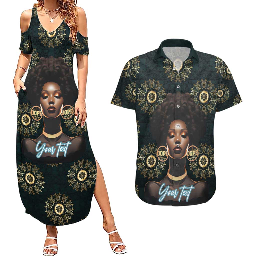 Personalized Powerful Woman in Patterns African Couples Matching Summer Maxi Dress and Hawaiian Shirt