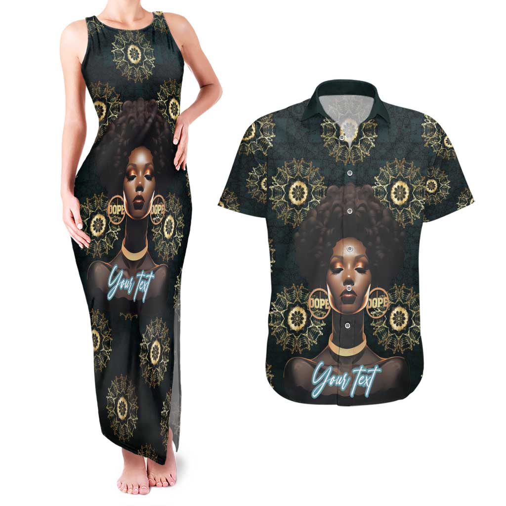 Personalized Powerful Woman in Patterns African Couples Matching Tank Maxi Dress and Hawaiian Shirt