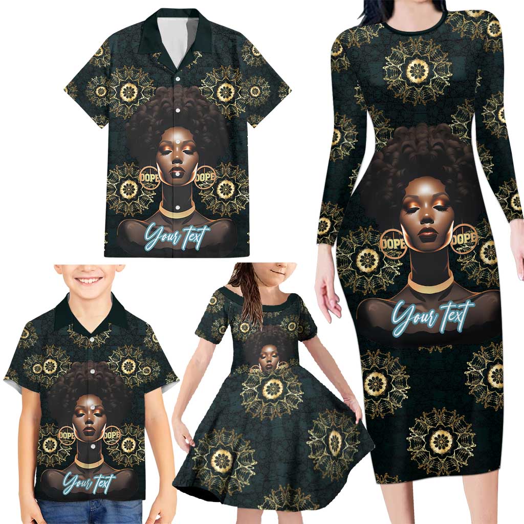 Personalized Powerful Woman in Patterns African Family Matching Long Sleeve Bodycon Dress and Hawaiian Shirt