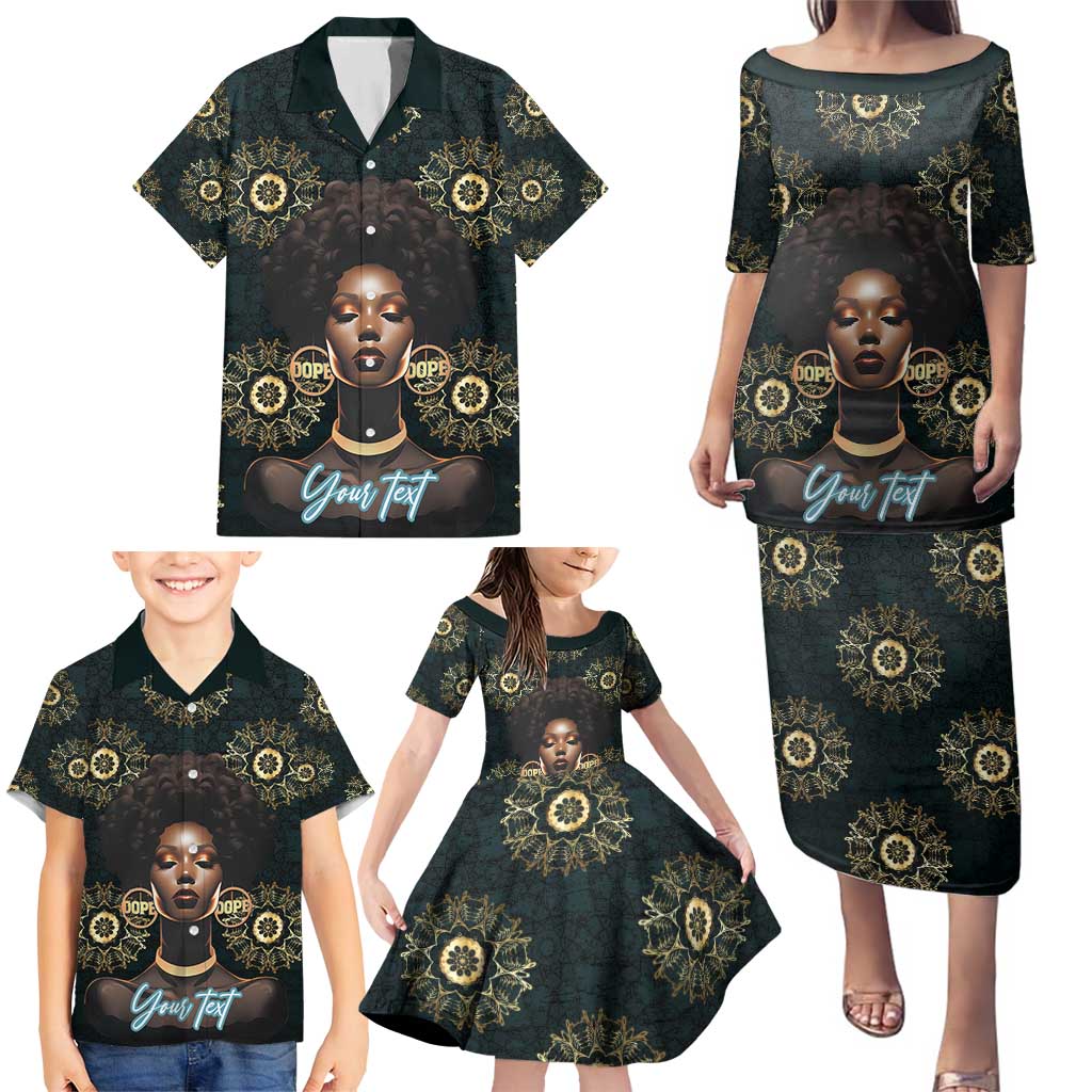 Personalized Powerful Woman in Patterns African Family Matching Puletasi and Hawaiian Shirt