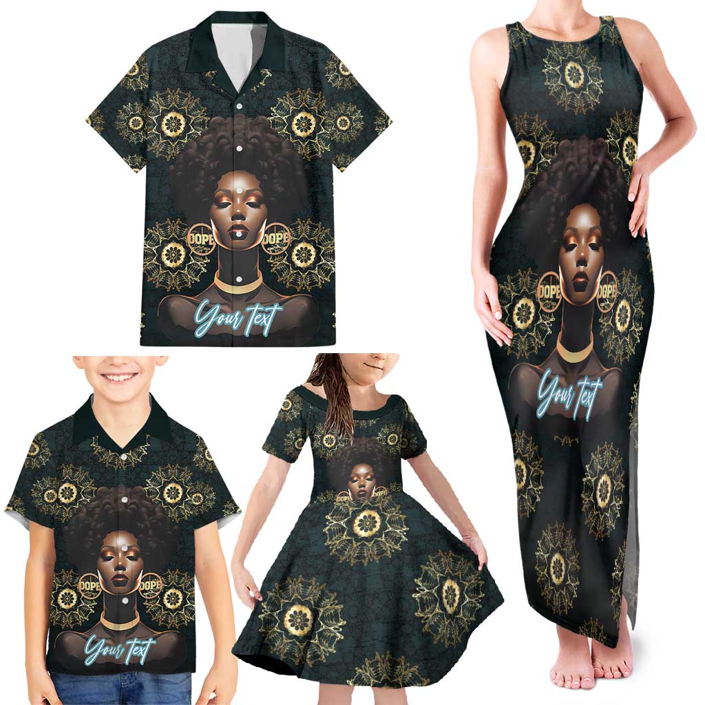 Personalized Powerful Woman in Patterns African Family Matching Tank Maxi Dress and Hawaiian Shirt