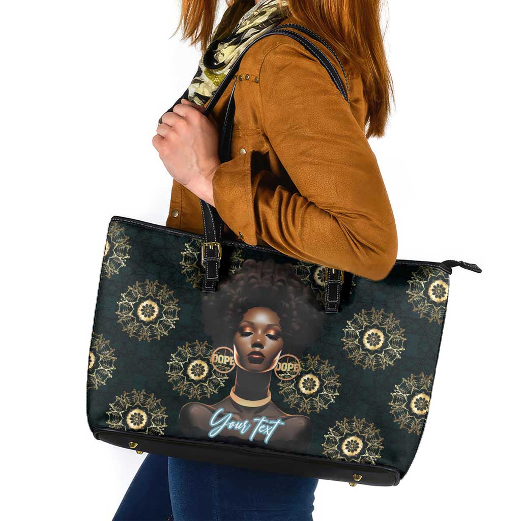 Personalized Powerful Woman in Patterns African Leather Tote Bag