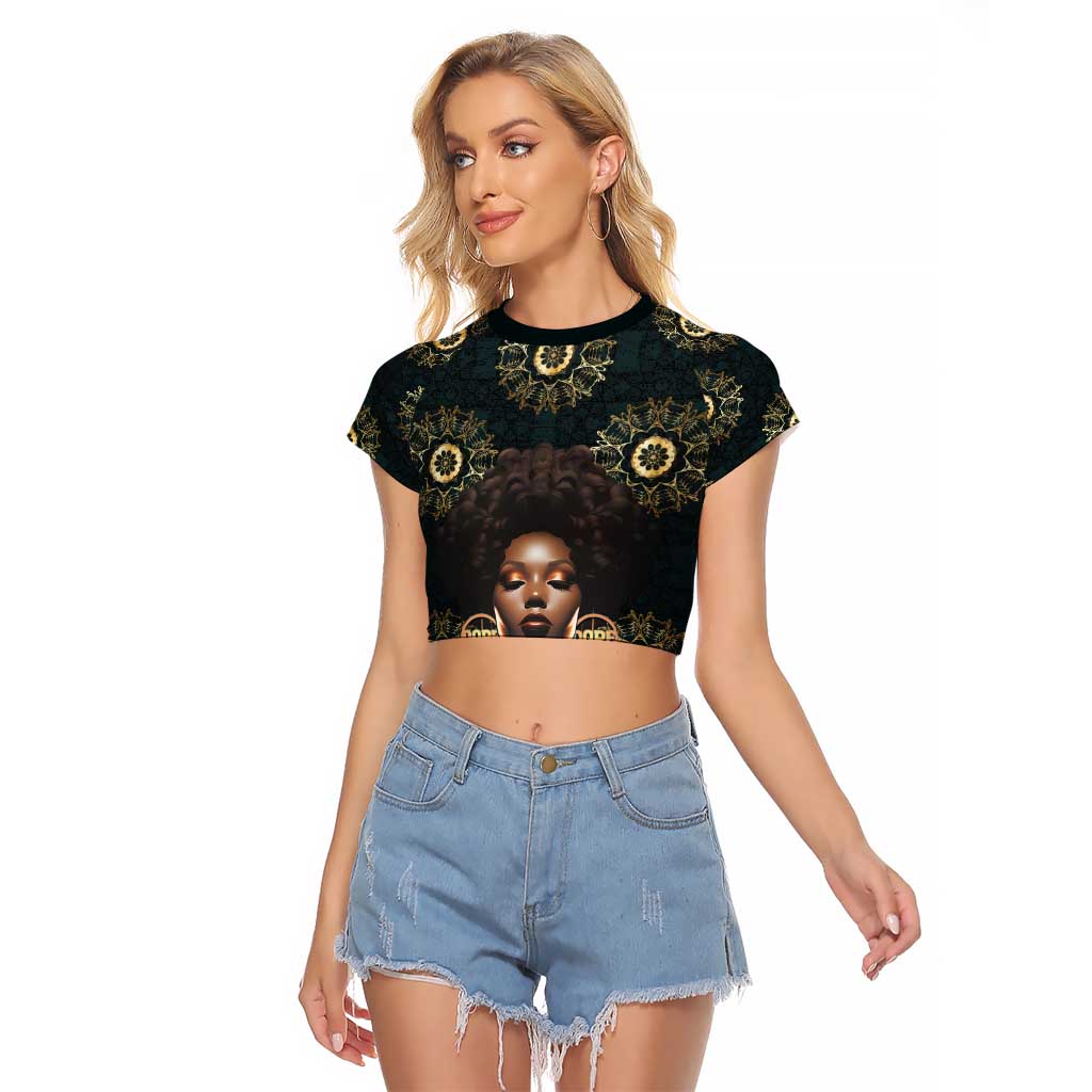 Personalized Powerful Woman in Patterns African Raglan Cropped T Shirt