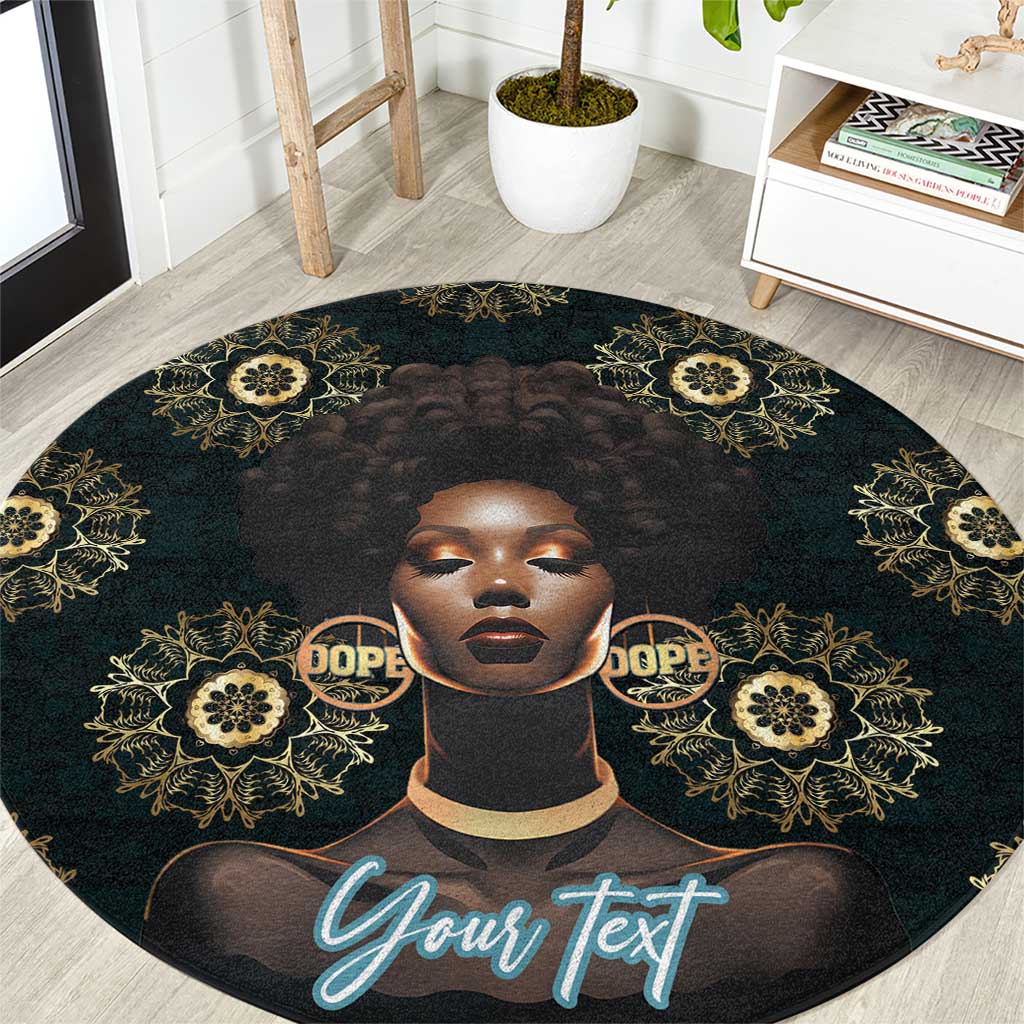 Personalized Powerful Woman in Patterns African Round Carpet