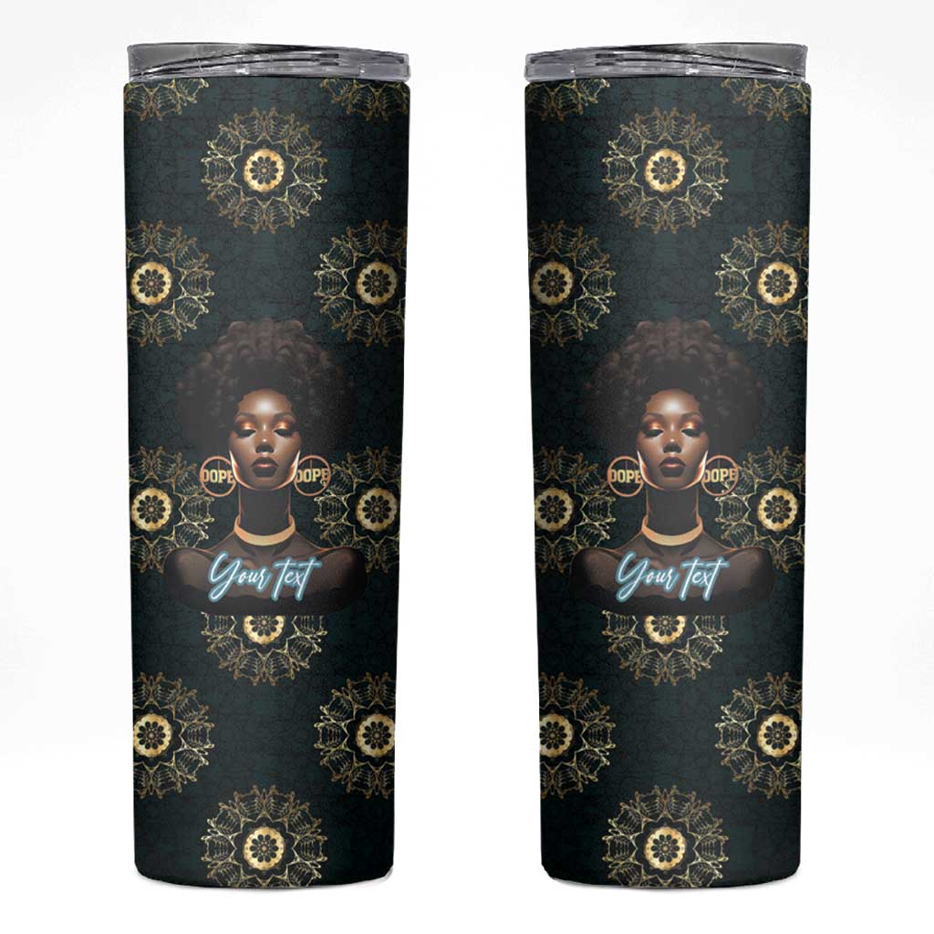 Personalized Powerful Woman in Patterns African Skinny Tumbler