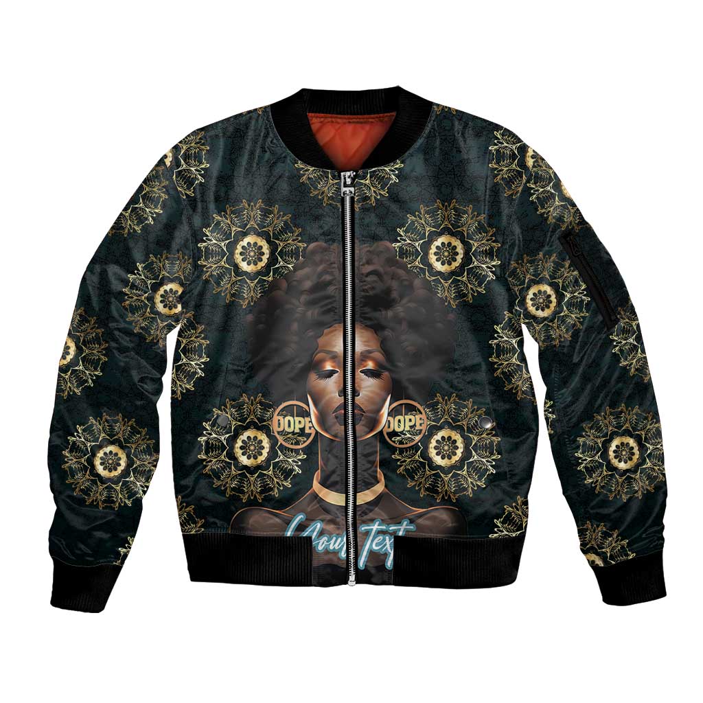 Personalized Powerful Woman in Patterns African Sleeve Zip Bomber Jacket