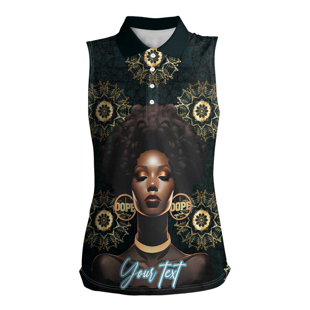 Personalized Powerful Woman in Patterns African Women Sleeveless Polo Shirt