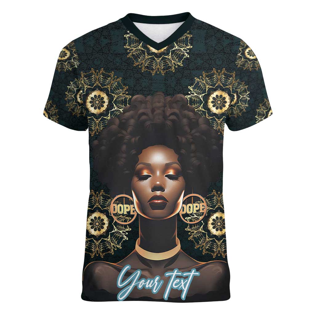 Personalized Powerful Woman in Patterns African Women V-Neck T-Shirt