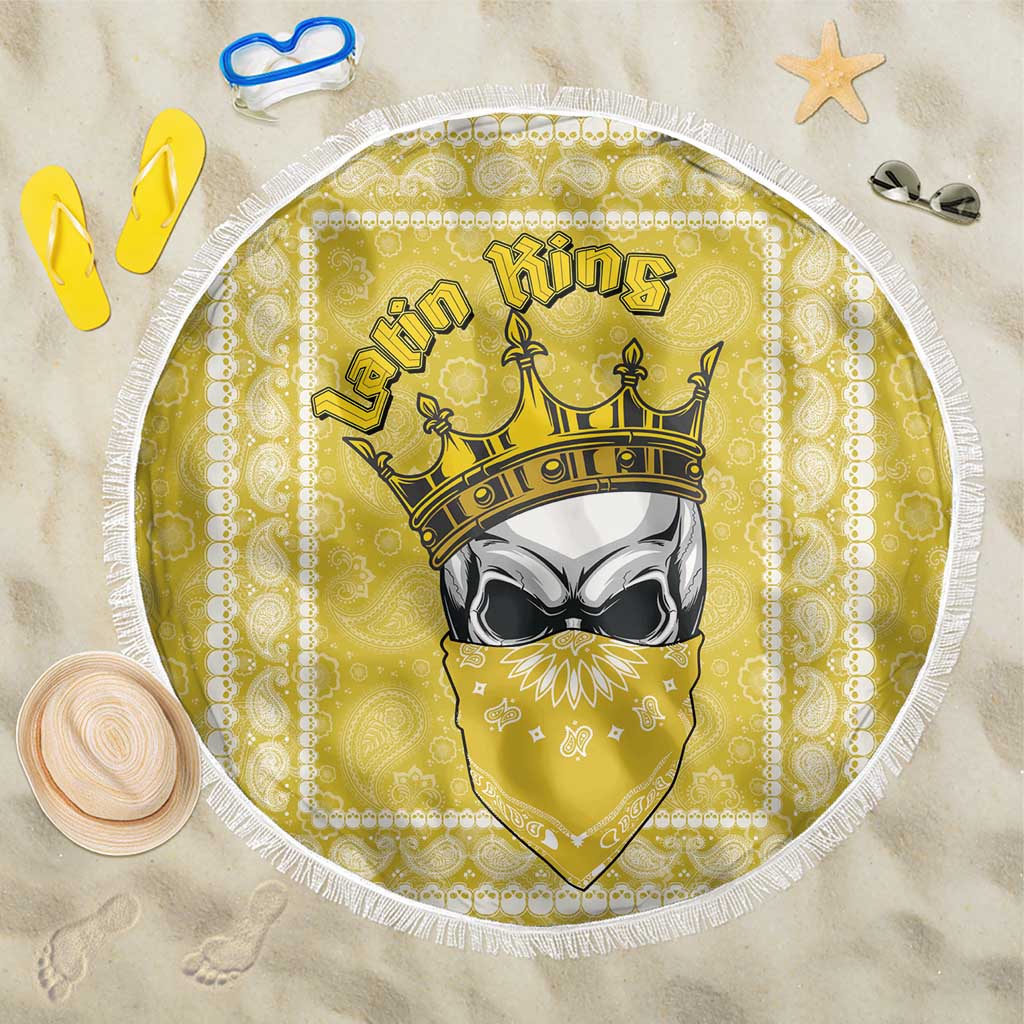 Latin King Beach Blanket Paisley Pattern Yellow - Wonder Print Shop